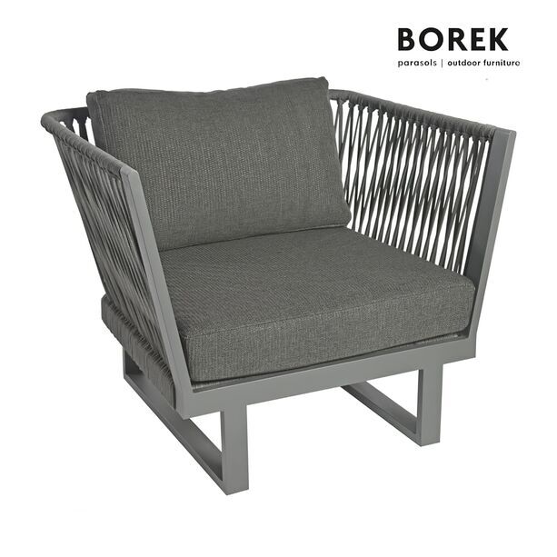 Borek Gartensessel in grau/wei Rope-Optik - Altea Sessel / Grau