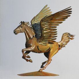 Pegasus Gartenfigur aus Rost Metall oder Edelstahl -...