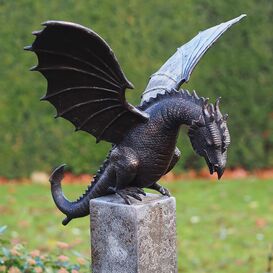 Wasserspeier Drachenfigur aus Bronze - Drache Feron