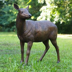 Stehende Bronze Hirschkuh fr den Garten - Hirschkuh Elfrey