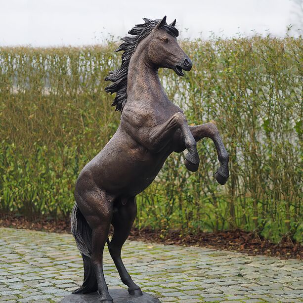 Schne Pferdeskulptur aus Bronze - braun - Pferd steigend