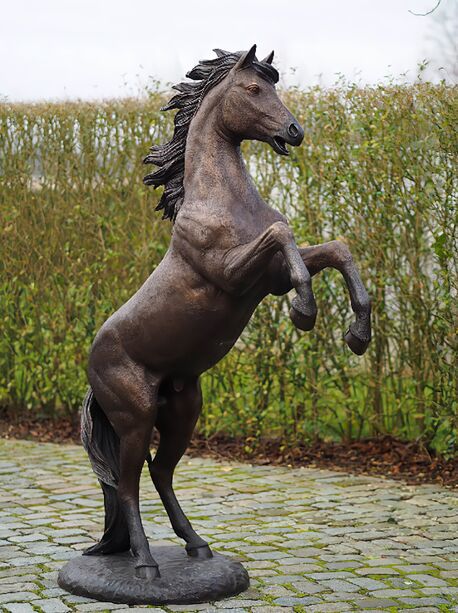 Schne Pferdeskulptur aus Bronze - braun - Pferd steigend