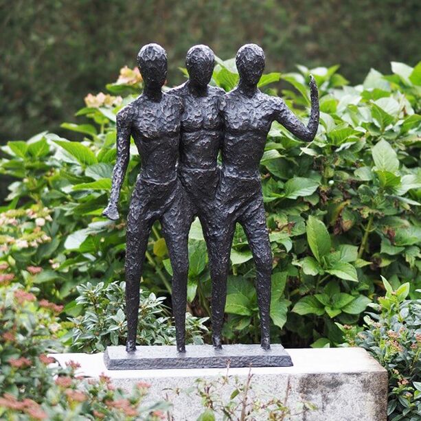 Bronze Dekoskulptur fr den Garten - 3 Mnner - Maskularo