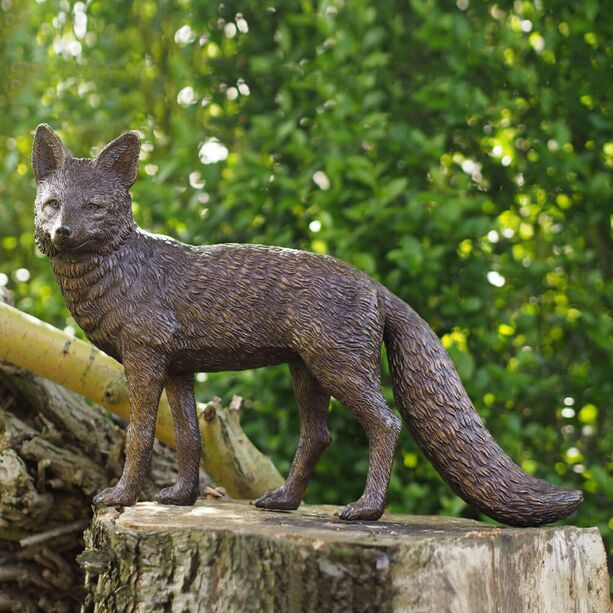 Stehender Fuchs als Bronze Gartenfigur - Fuchs Adema