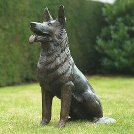 Lebensgroe Hundeskulptur Bronze Schferhund -...