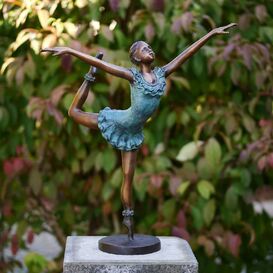 Ballerina Bronze Dekofigur mit farbigem Kleid - Mina...