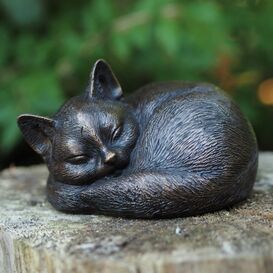 Kleine Deko Katzenfigur aus Bronze - dunkelbraun - Felino