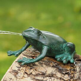 Sitzender Bronzefrosch grn als Wasserspeier - Frosch Pan