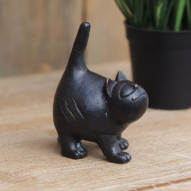 Schwarze Deko-Katzenfigur aus Bronze - Ferdinand