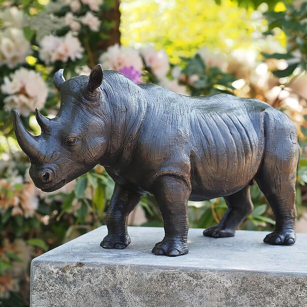 Nashorn Deko Gartenskulptur aus Bronze - Nashorn