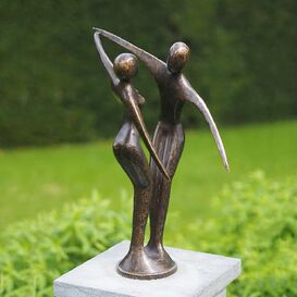 Bronzeskulptur abstrakte Plastik einer sitzenden Frau Gartenfigur Dekoration 