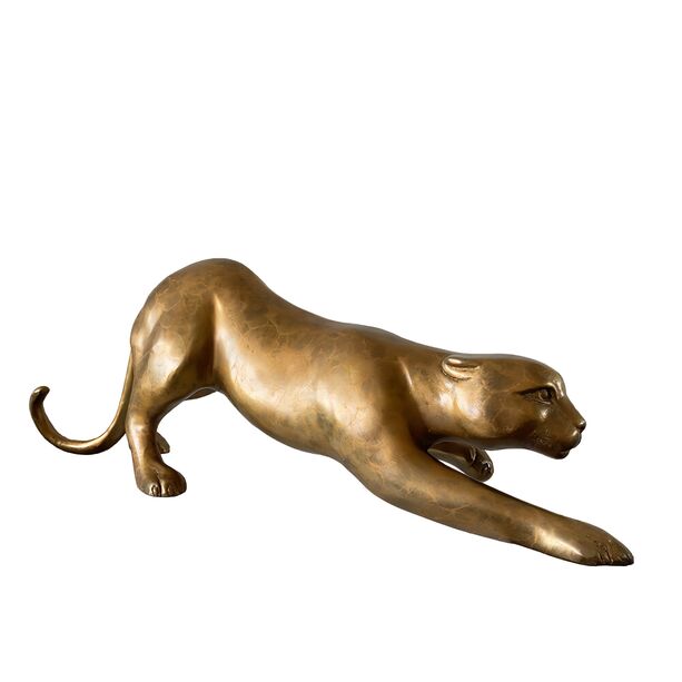 Bronze Pantherfigur anschleichend als Dekoration - Panthera Gold