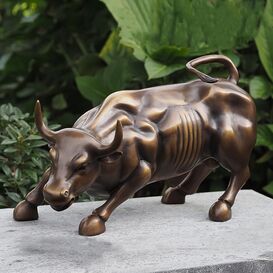 Robuste Stier Gartenskulptur aus Bronze - braun - Stier Toro