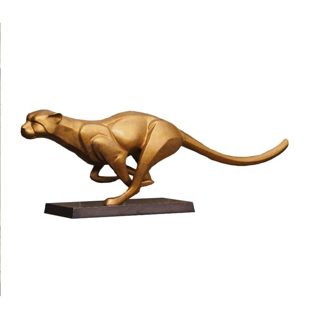 Gepard rennt - Glnzende Grokatze aus Bronze - Gepard Zula