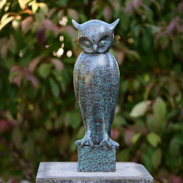 Stilvolle Bronze Eulen Vogelfigur - Trkis - Eule Mino