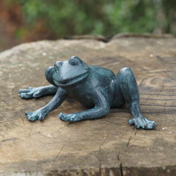 Kleiner Deko Frosch aus Bronze in Blau - Orfel