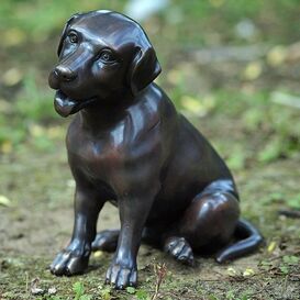 Sitzende Hunde Gartenbronze dunkelbraun - Labrador