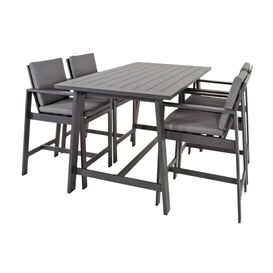 Graue 4-Sitzer Sitzgruppe aus Aluminium - Bistroset Maggie