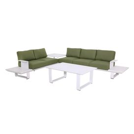 Weie XXL Gartenlounge mit Tisch und Ablage - Loungeecke...