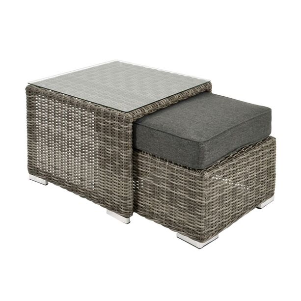 Praktisches Hocker-Tisch Set in Rattanoptik - Lounge-Set Pari