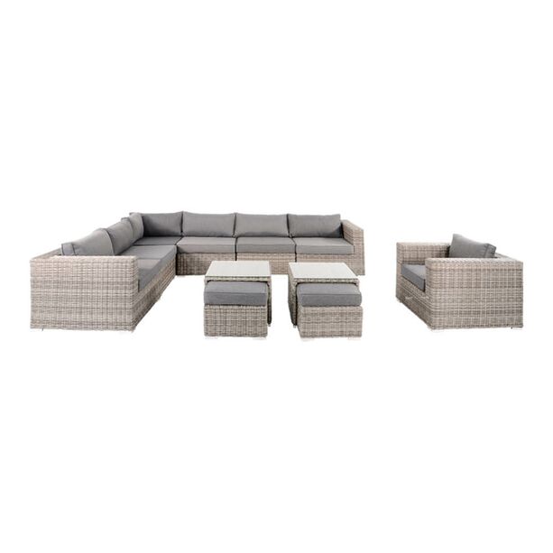 Groe Loungegruppe mit Rattan-Optik in grau - Loungeecke Pari