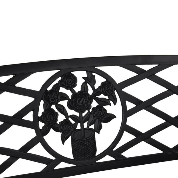 Metall Gartenbank schwarz mit floralem Ornament - Gartenbank Amareill