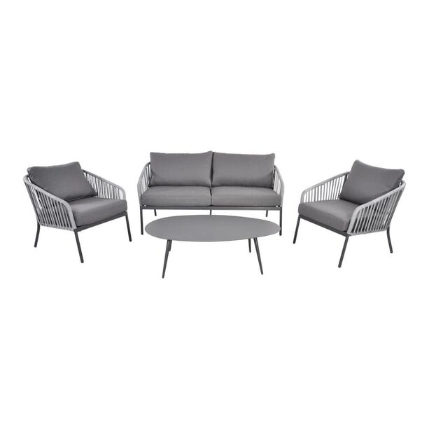 Moderne 4-Sitzer Lounge mit Sofa aus Aluminium - Sitzgruppe Rhona
