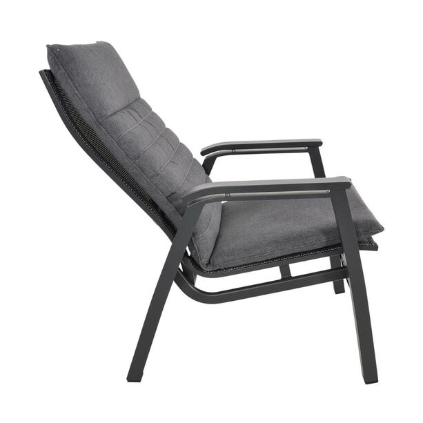Grauer Lounge Gartenstuhl mit Sitzauflage - Loungestuhl Omare