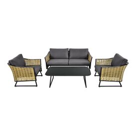 Alu-Polyrattan Lounge - 4-Sitzer braun & anthrazit -...