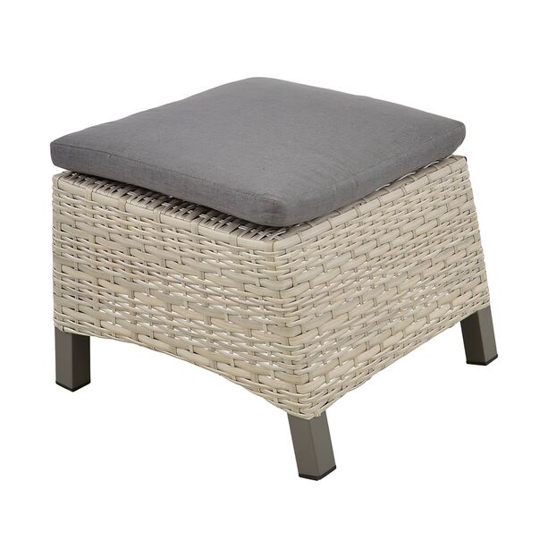 Polyrattan Garten Hocker mit Sitzkissen - Gartenhocker Flero