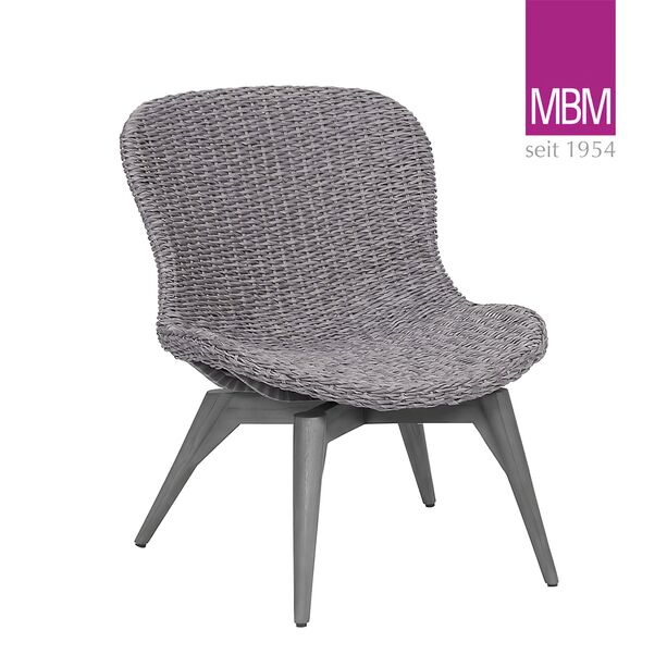 Geflochtener Loungesessel mit Rckenlehne in Stone Grey von MBM - Loungesessel Orlando