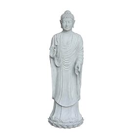 Stehende Buddha Gartenfigur aus Polystone in grau - Seborga