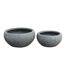 Outdoor Pflanzschale im 2er Set - Polystone grau - Fortunago