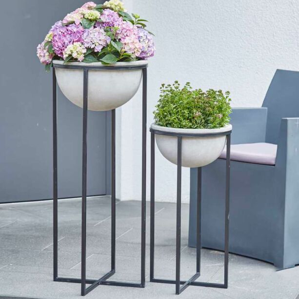 Outdoor Pflanzschale 2er Set mit Metallfu - modern - Sperlonga