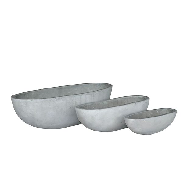 Ovale Pflanzschale fr drauen - Beton Optik - 3er Set - Scanno