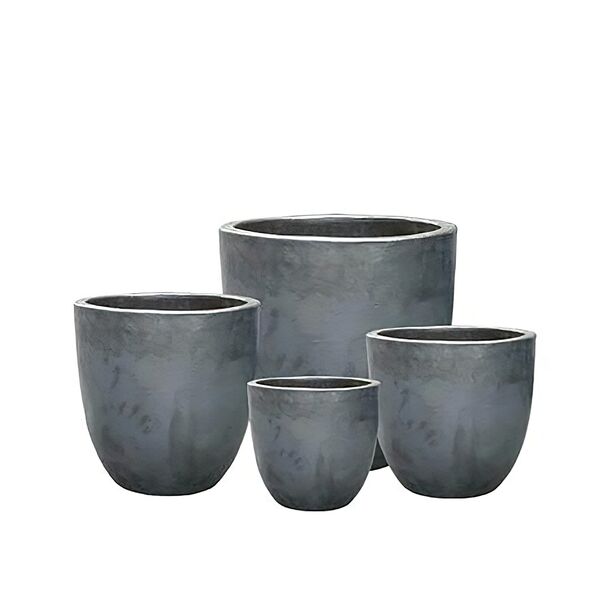 Blumenkbel 4er Set aus Keramik - Anthrazit matt - Karagemi
