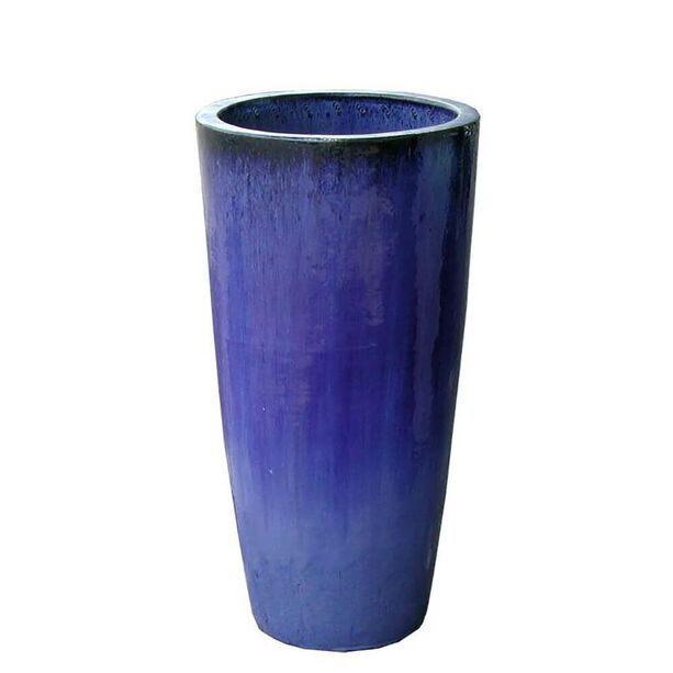 Gartenvase aus Keramik - modern - blau glasiert - Simanto