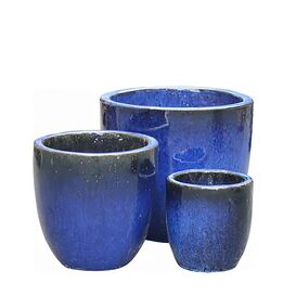 Garten Blumentpfe im 3er Set - blaue Keramik - Kumari