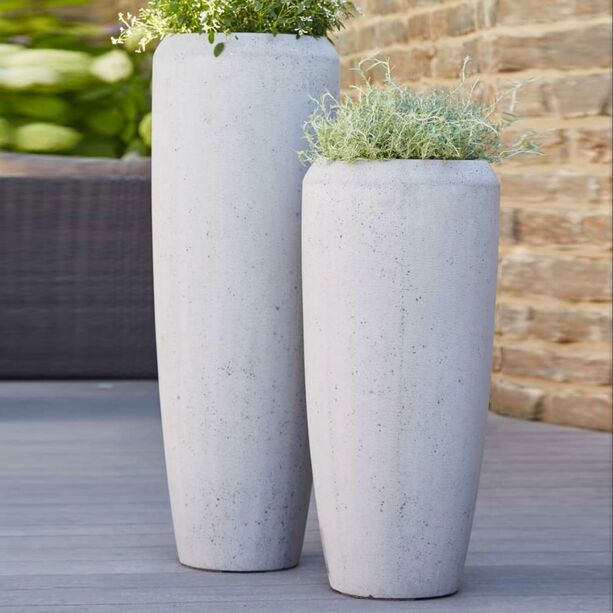 Garten Vase aus Polystone in moderner Zement Optik - Asolo