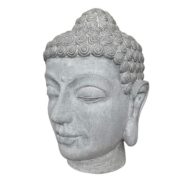Gartendeko Buddha Kopf aus Polystone - Zement Optik - Apricale