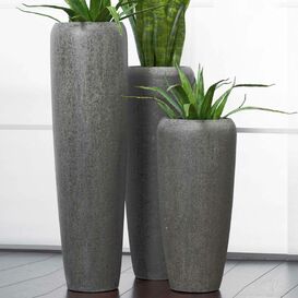 Moderne Garten Pflanzvase aus Polystone in grau - Rango