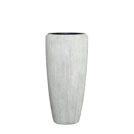 Outdoor Pflanzvase mit Rillenoptik - hellgrau - Polystone...