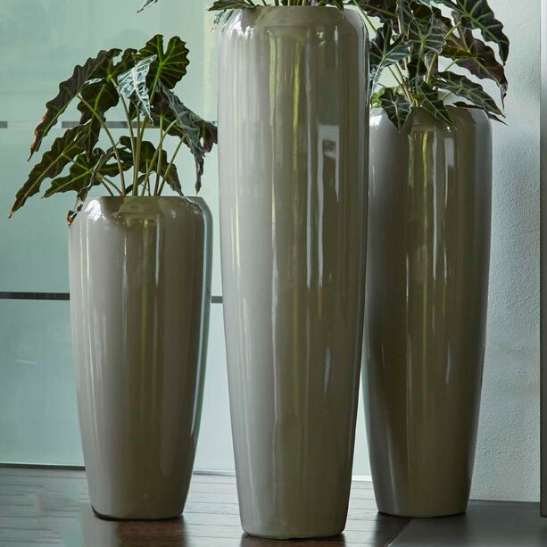 Moderne Garten Pflanzvase - hochglnzend - Polystone Taupe - Offagna