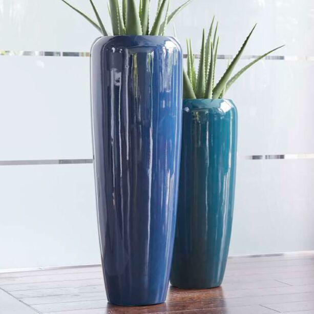 Moderne Pflanzvase fr drauen - blau glnzend - Polystone - Montecasaro