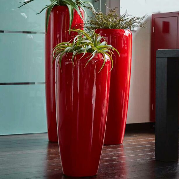 Moderne Pflanzvase fr drauen - rot glnzend - Polystone - Gineso