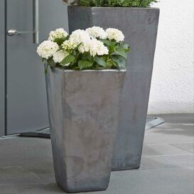 Eckige Gartenvase aus Keramik - modern - anthrazit - Restano