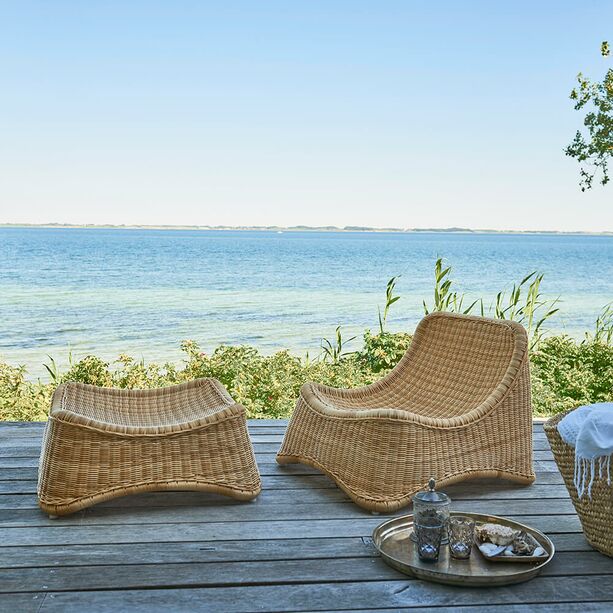 Zweiteiliger Relax Sessel aus wetterfesten Aluminium und Polyrattan - Relaxsessel Maren