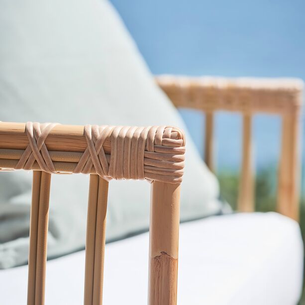 Wetterfester Lounge Stuhl in natrlichen Braun mit Kissen - Loungechair Caya