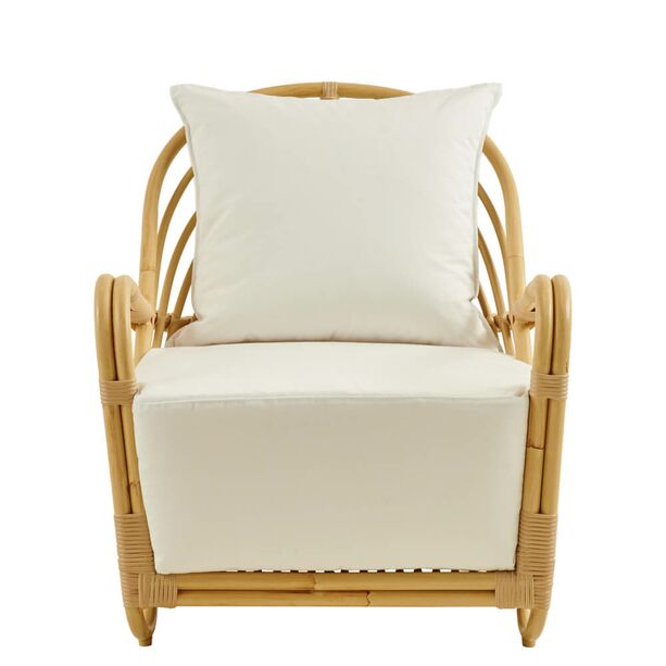 Extravaganter Lounge Sessel aus Alu Rattan mit Armlehnen in hellbraun - Loungesessel Blenda