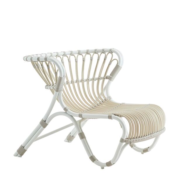 Weier Loungechair mit Rckenlehne aus Alu-Rattan - Loungesessel Minja